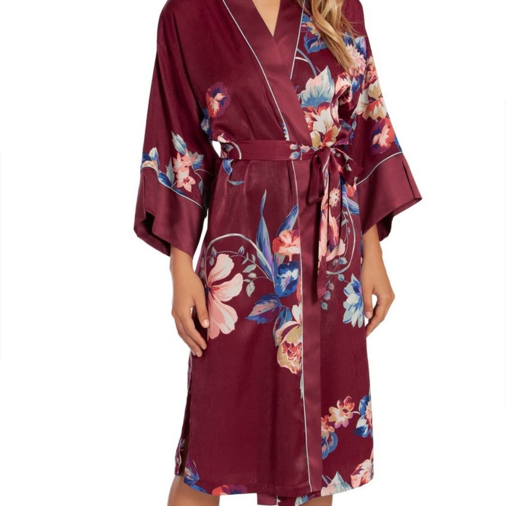 In Bloom by Jonquil Lenox Floral Satin Robe